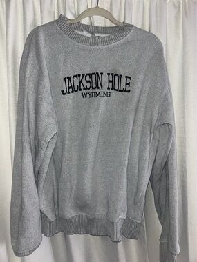 Jackson Hole Wyoming Crewneck Sweater — Light Gray